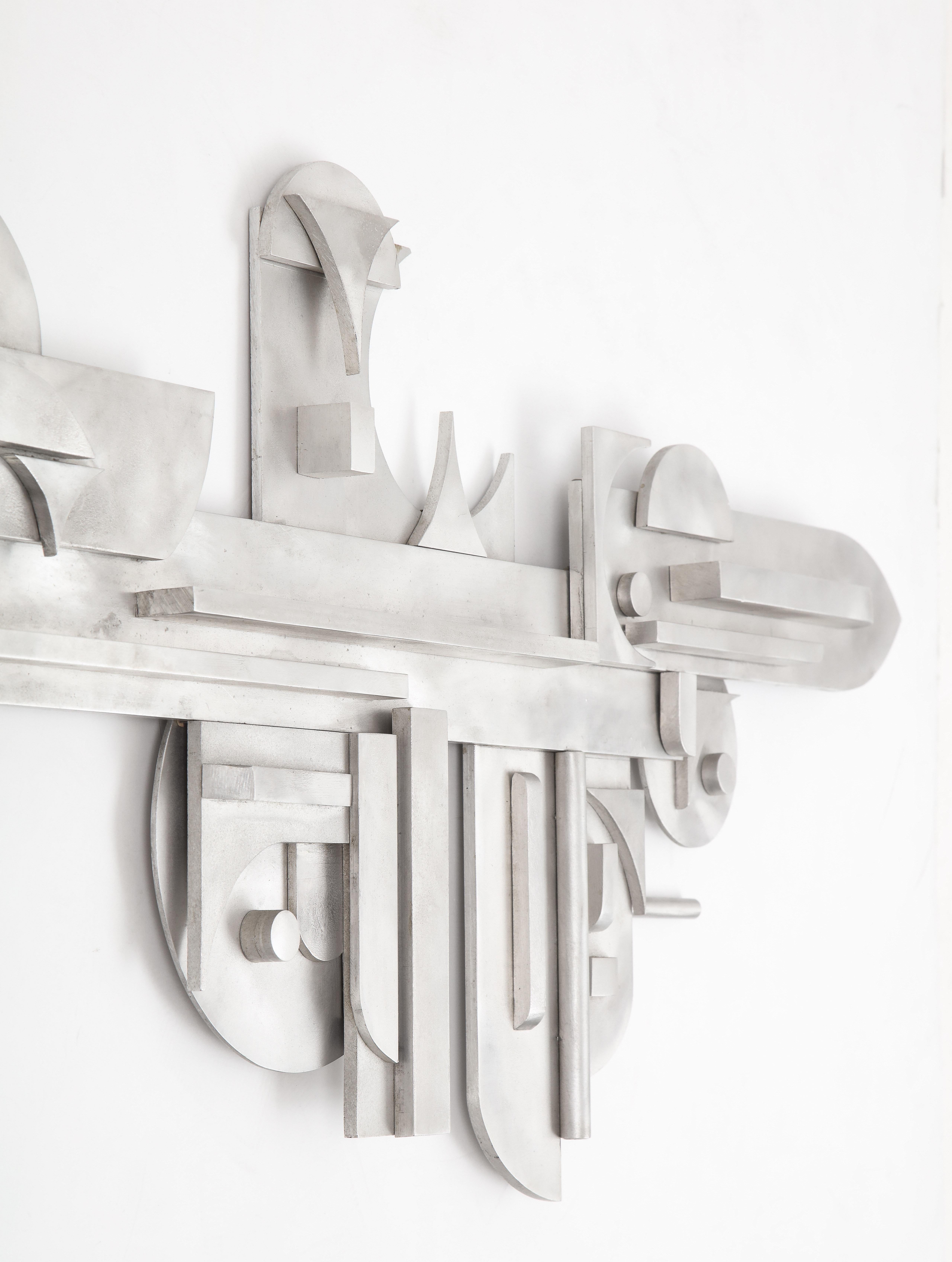 Mid-Century Modern 1970s Modernist Abstract Aluminum Wall Sculpture