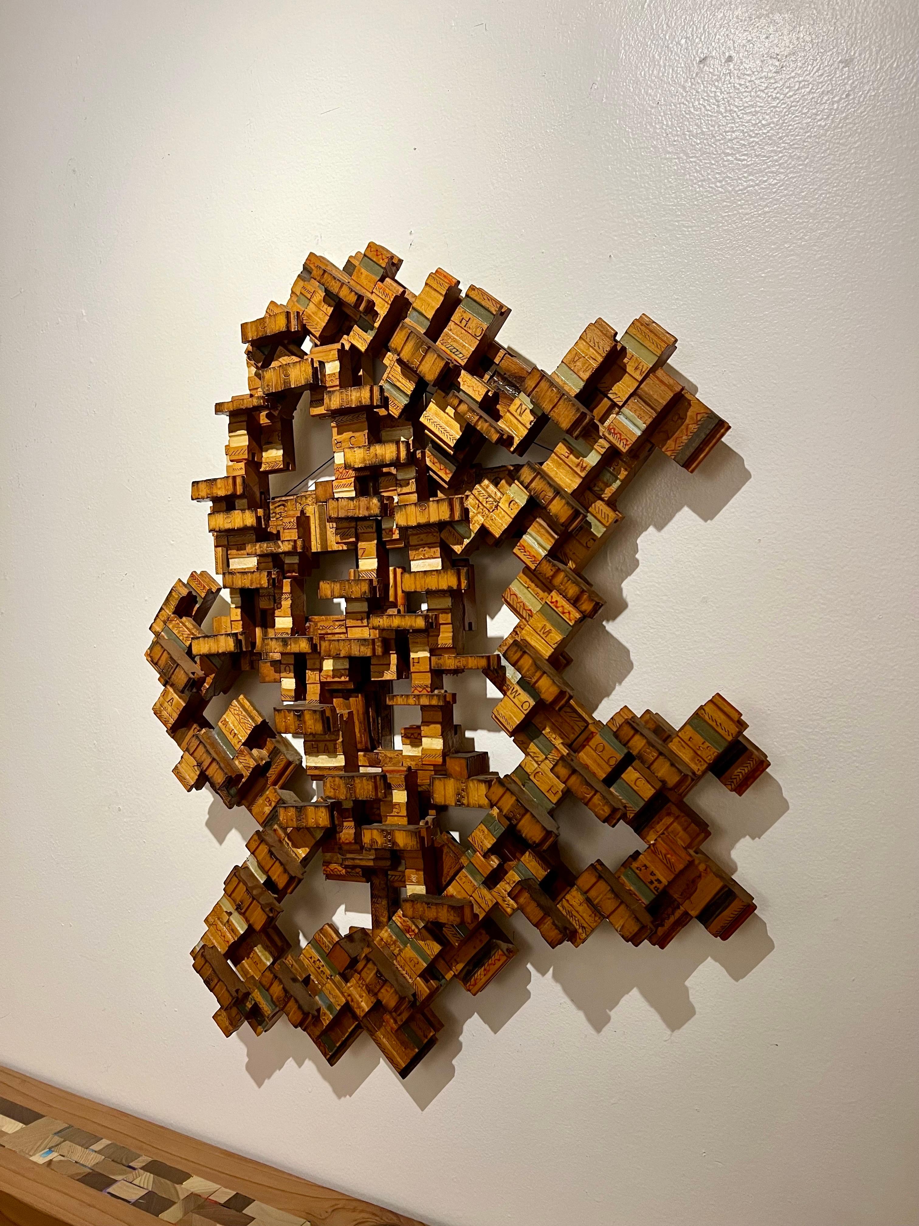 American 1970's Modernist Abstract Wall Wood Handcrafted Sculptures