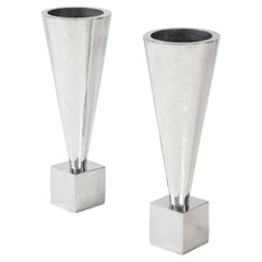 Jardinières/vases modernistes en aluminium des années 1970 