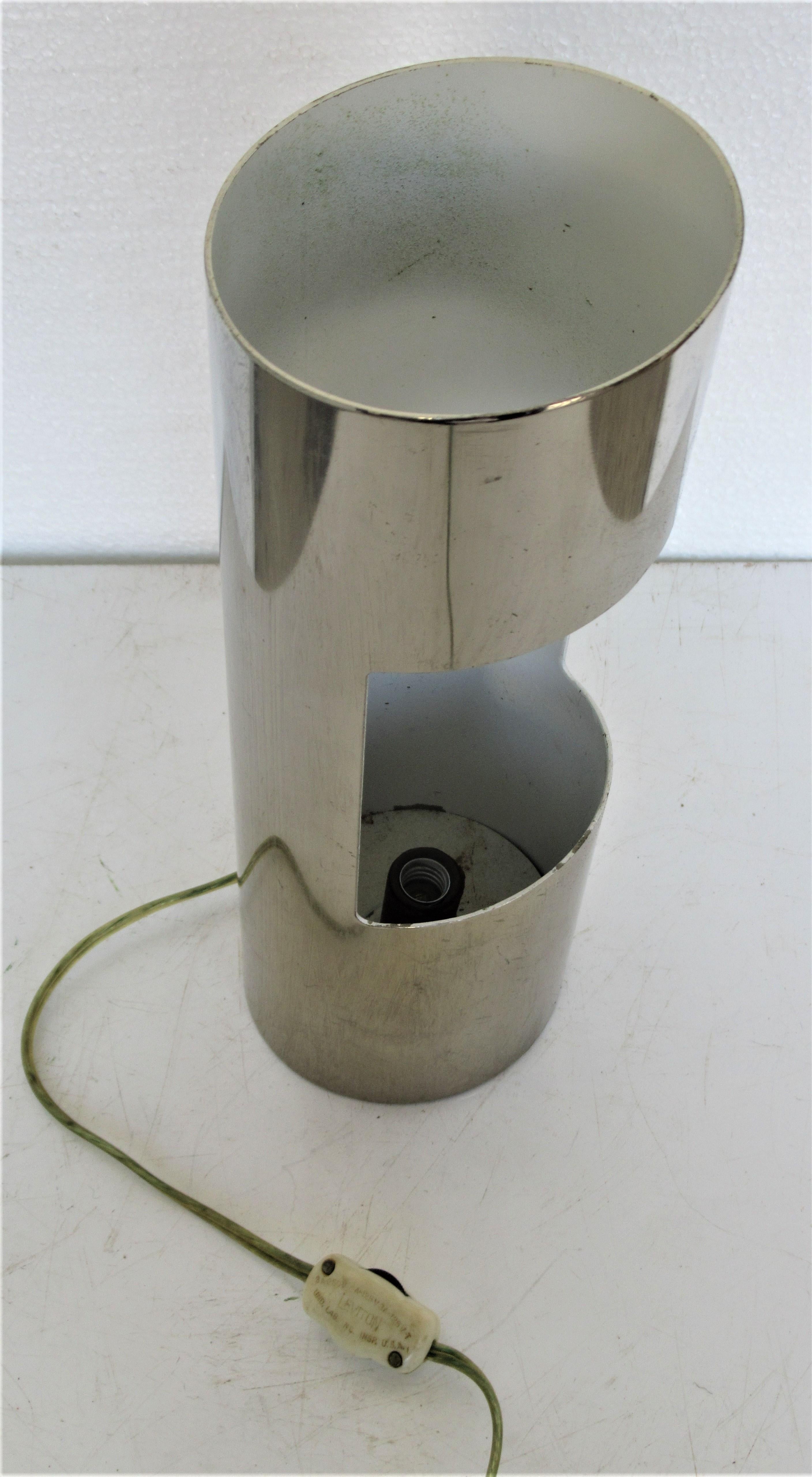 Mid-Century Modern 1970s Modernist Angled Cylinder Chrome Table Lamp
