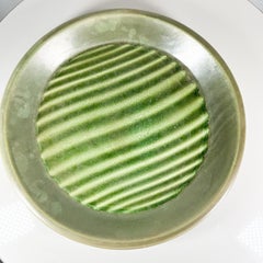 1970s Modernist Art Optical Dish Green Plate Usa