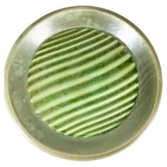 Retro 1970s Modernist Art Optical Dish Green Plate Usa