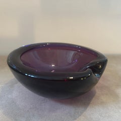 1970s Modernist Blue and Purple Murano Glass Bowl by Seguso