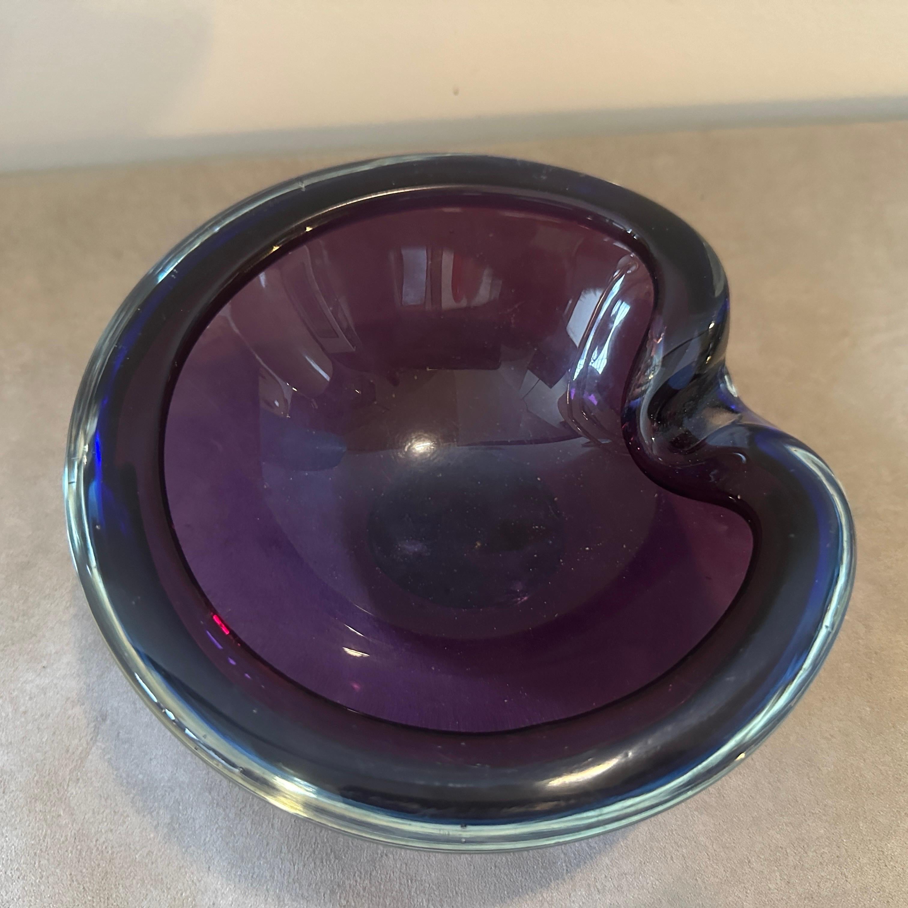 20th Century 1970s Modernist Blue and Purple Murano Glass Bowl by Seguso For Sale