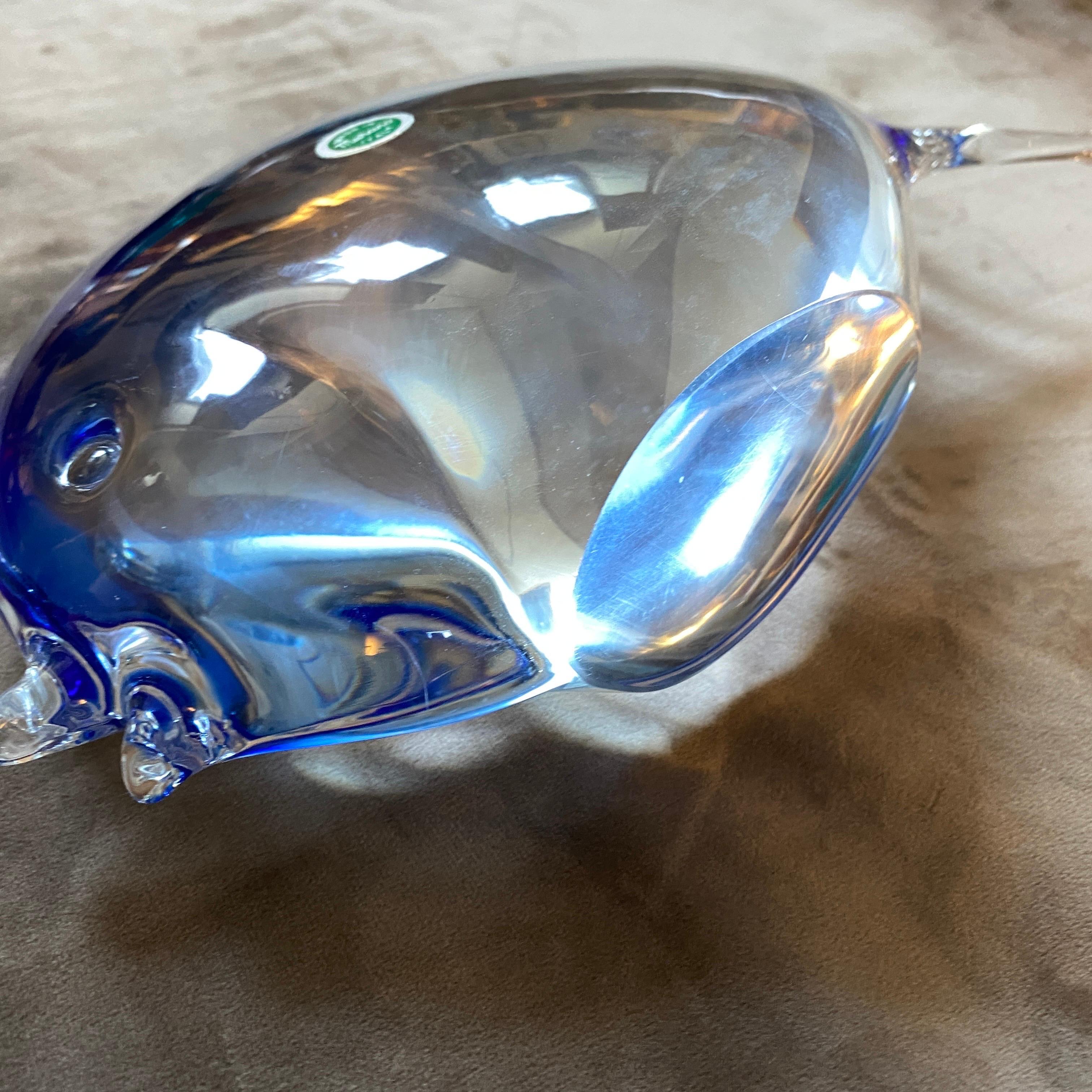 1970s Modernist Blue Murano Glass Tropical Fish in the Manner of Seguso For Sale 2