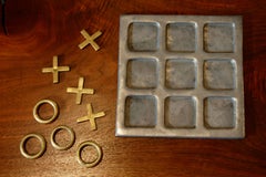 1970s Modernist Brass and Aluminum Tic Tac Toe Game