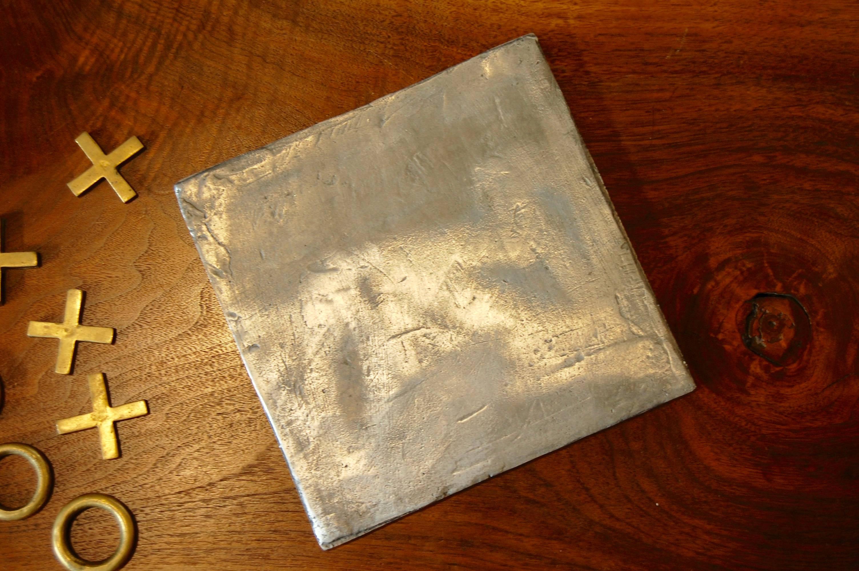 Mid-Century Modern 1970s Modernist Brass and Aluminum Tic Tac Toe Game