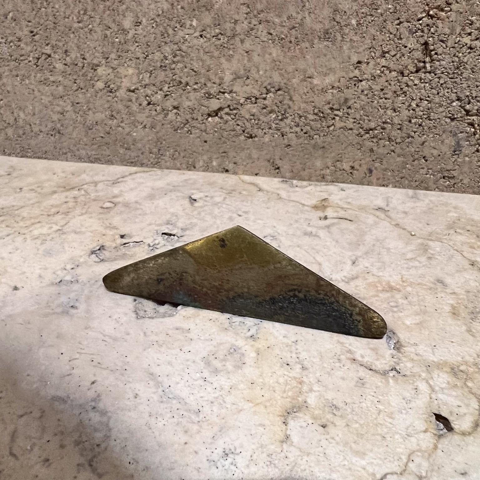 Mid-Century Modern 1970s Modernist Brass Triangular Pull Knob Carl Aubock Style For Sale