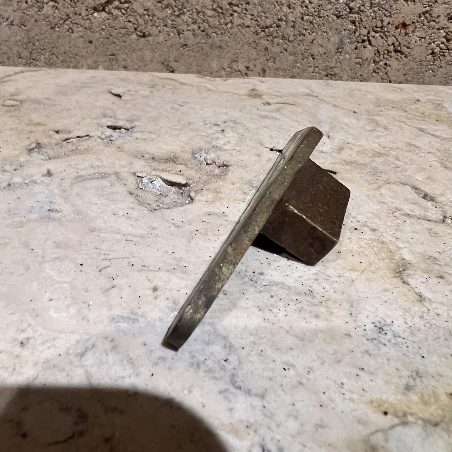 1970s Modernist Brass Triangular Pull Knob Carl Aubock Style In Good Condition For Sale In Chula Vista, CA