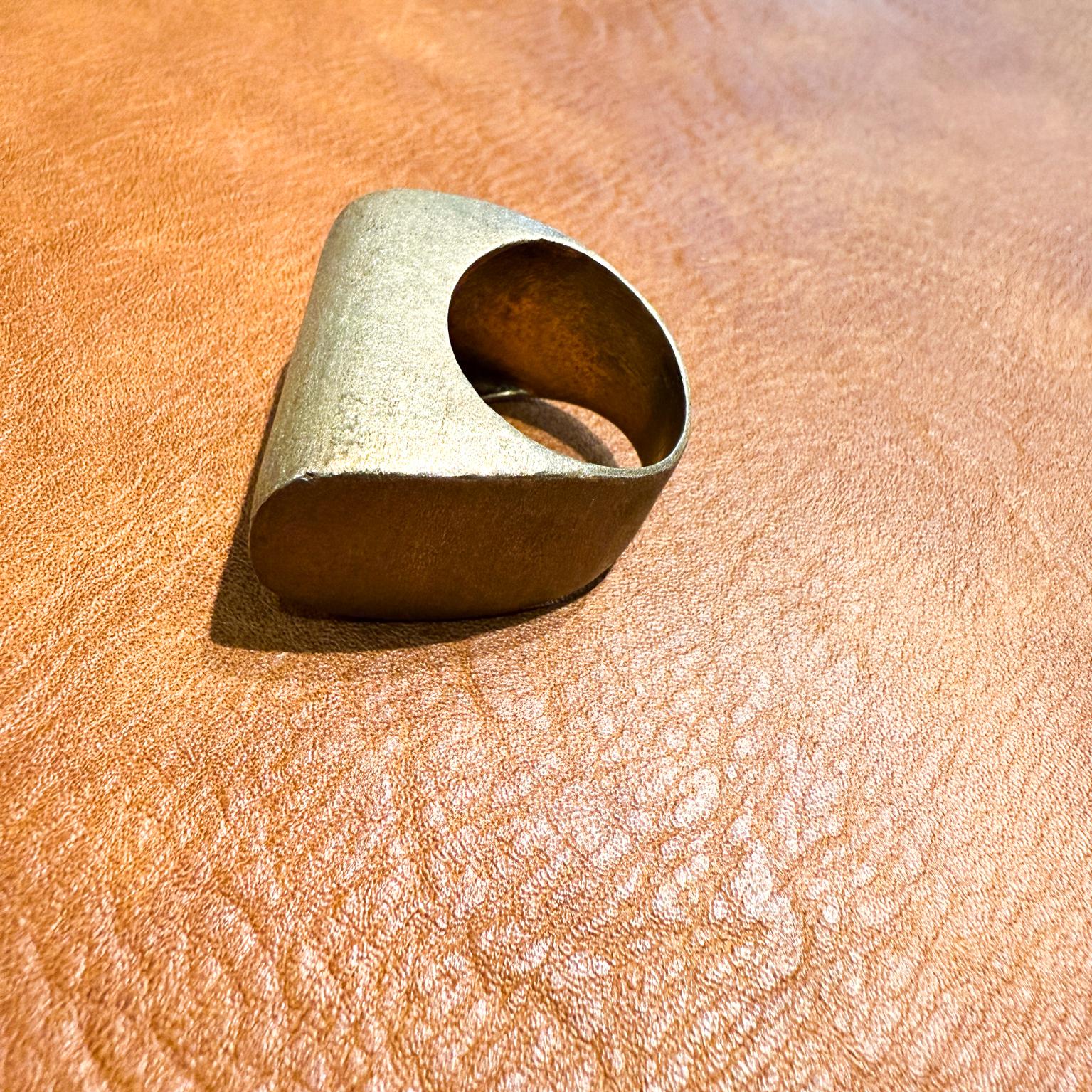 1970s Modernist Dome Ring Brushed Gold Tone In Good Condition For Sale In Chula Vista, CA