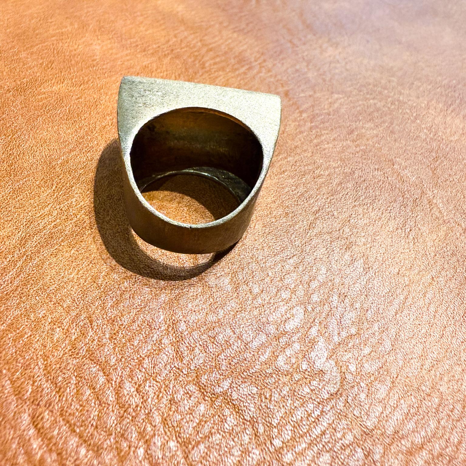 20th Century 1970s Modernist Dome Ring Brushed Gold Tone For Sale
