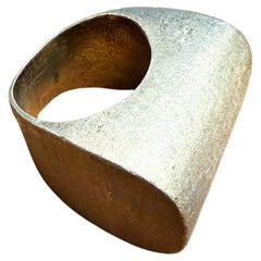 1970s Modernist Dome Ring Brushed Gold Tone