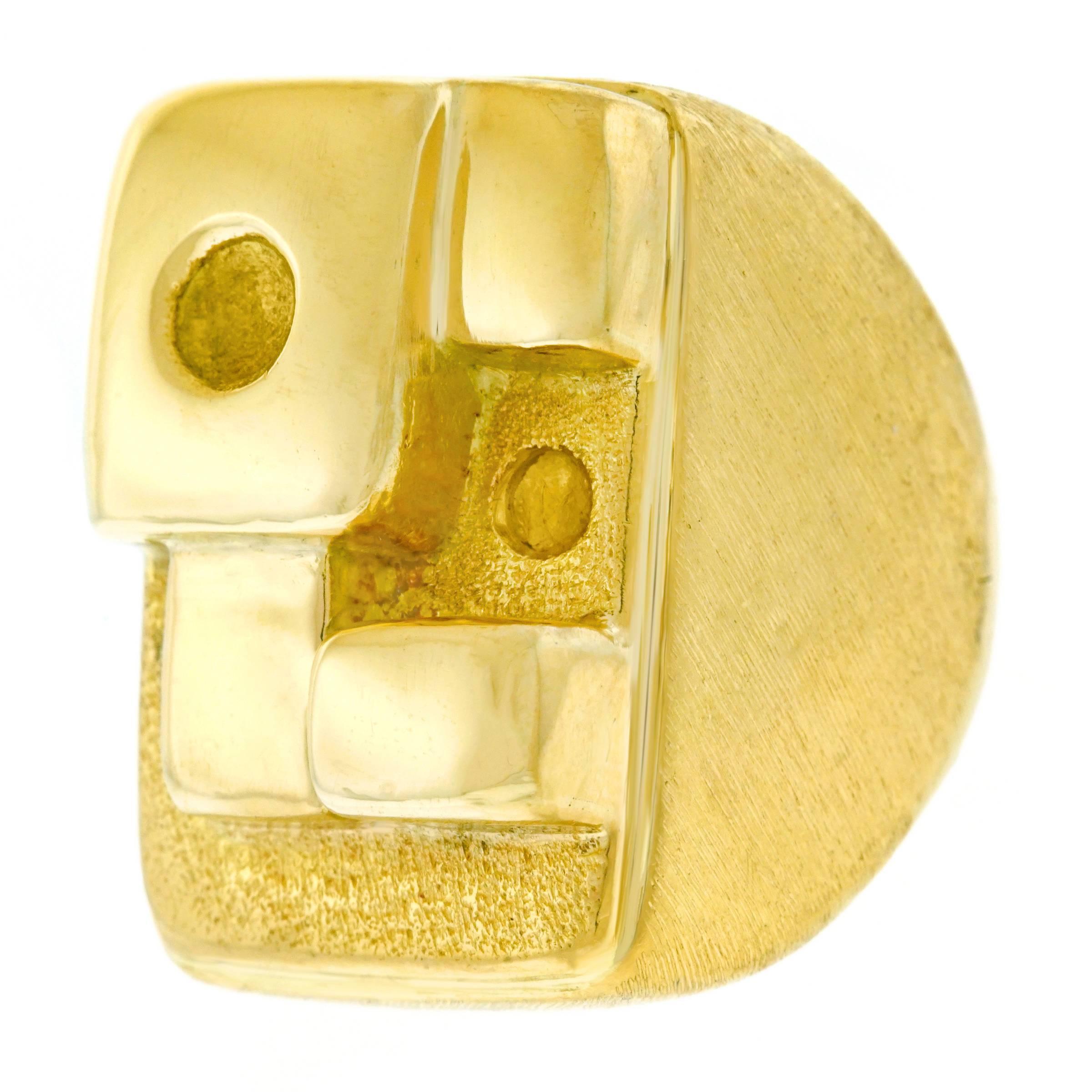 1970s Modernist Burle Marx Gold Ring In Excellent Condition In Litchfield, CT