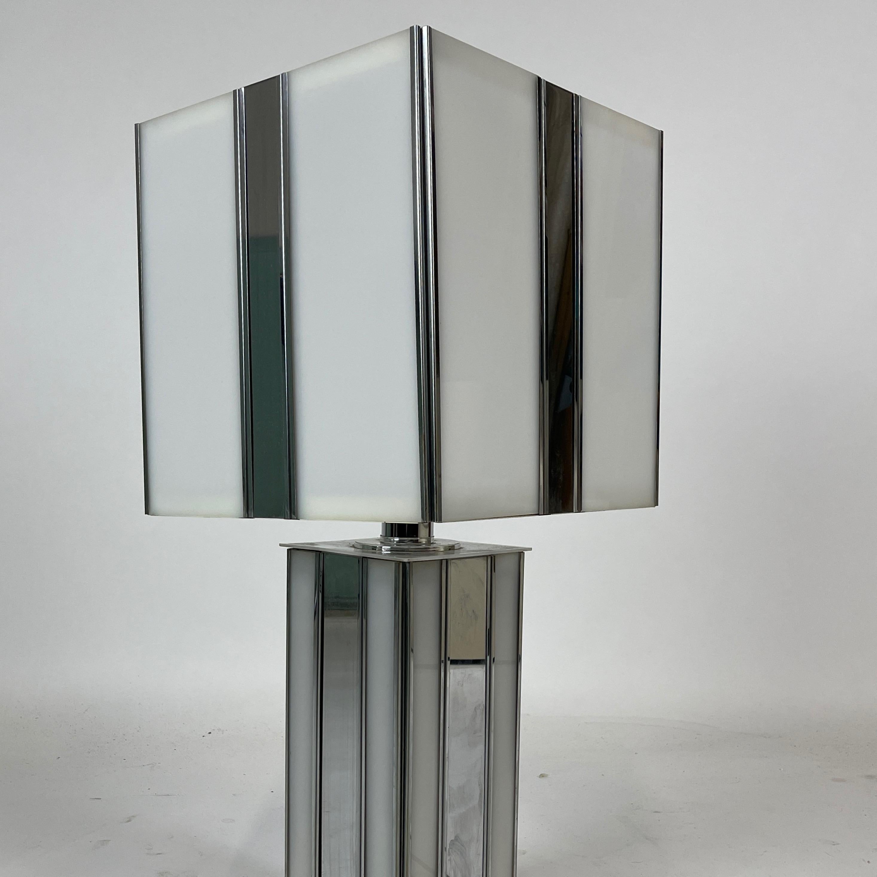 Late 20th Century 1970s Modernist Chrome and Plexiglass Dual Action Lamp