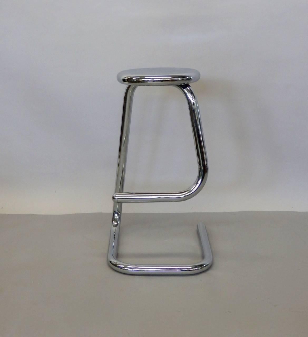 Mid-Century Modern 1970s Modernist Chrome Bar or Counter Stool