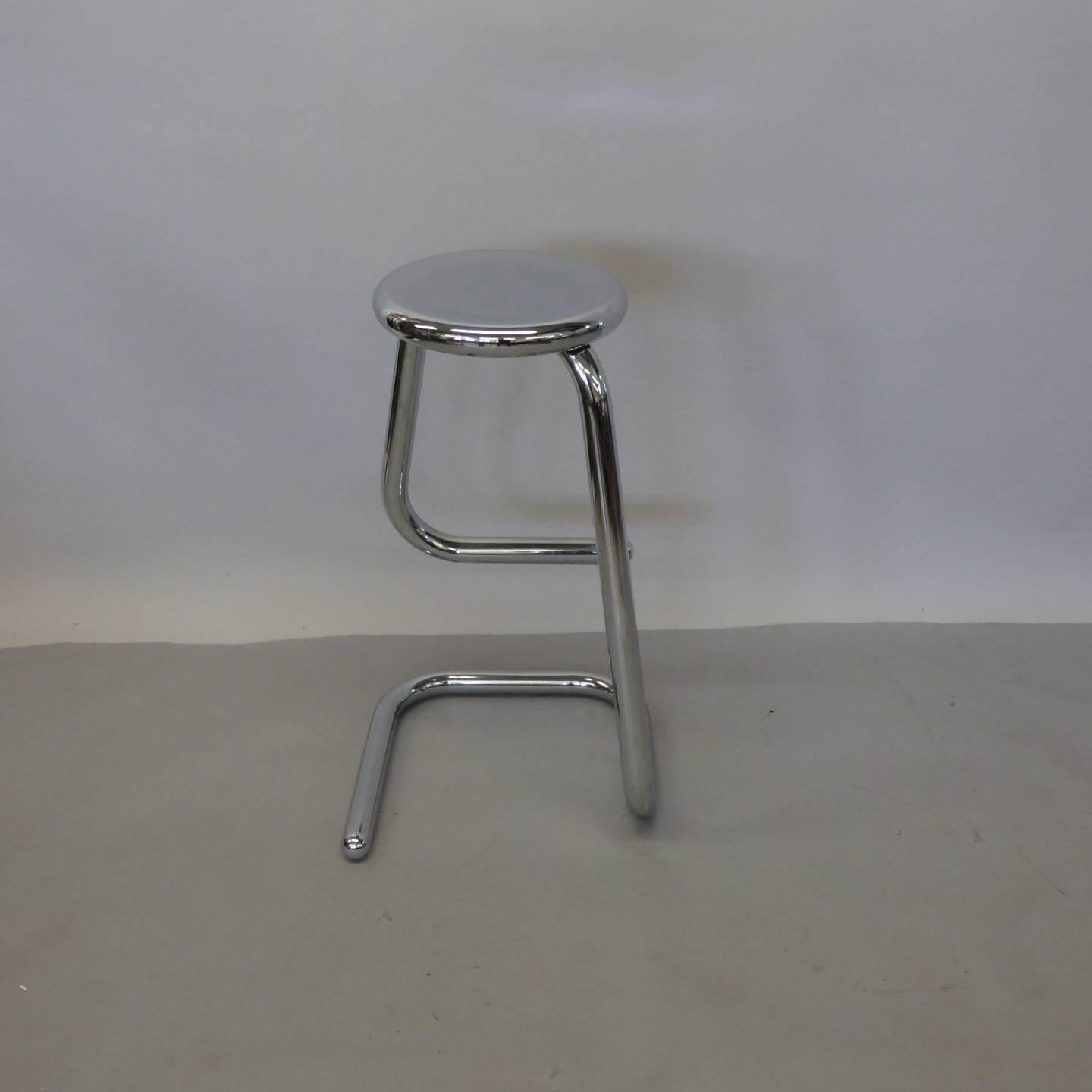 American 1970s Modernist Chrome Bar or Counter Stool
