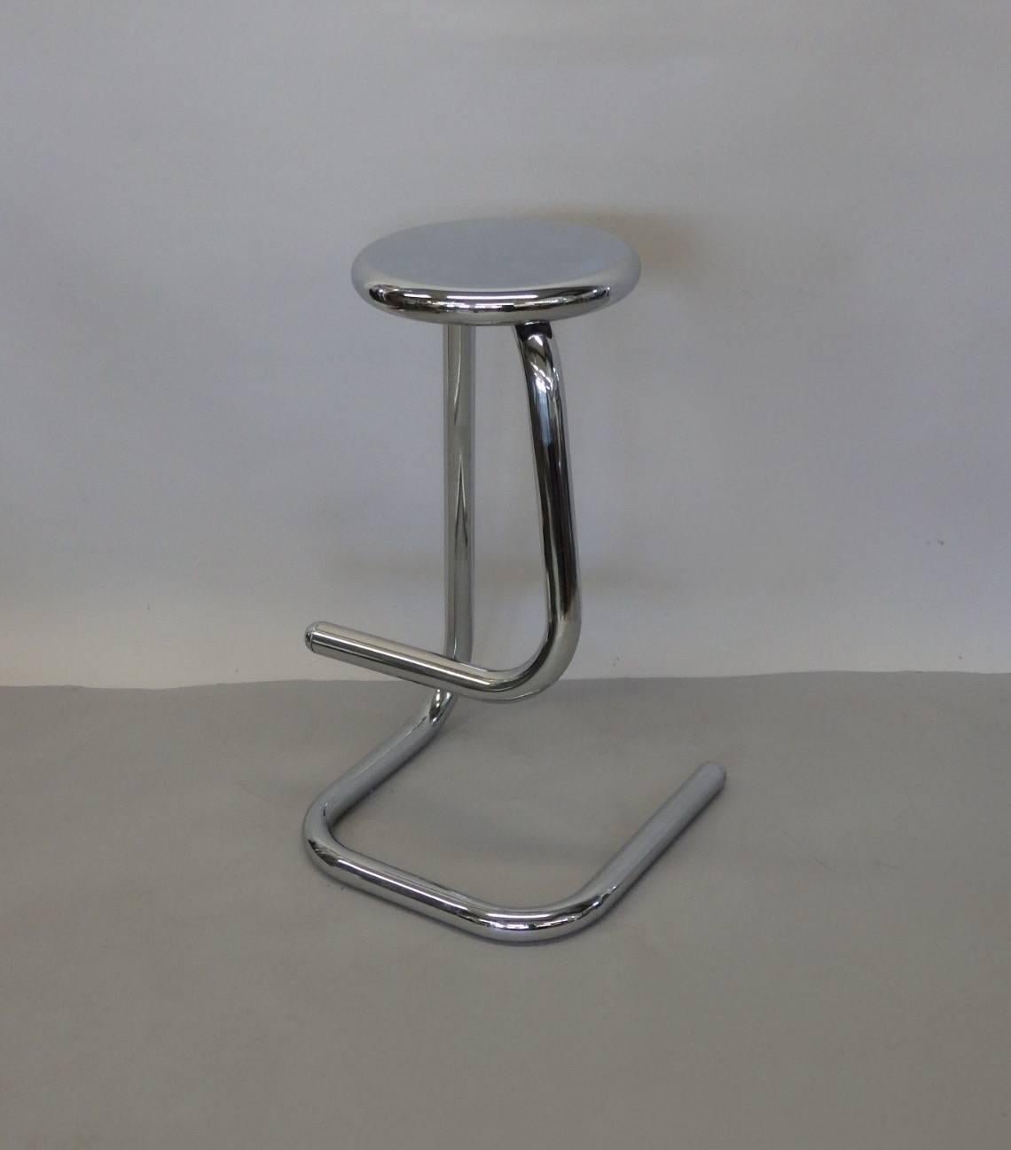 Late 20th Century 1970s Modernist Chrome Bar or Counter Stool