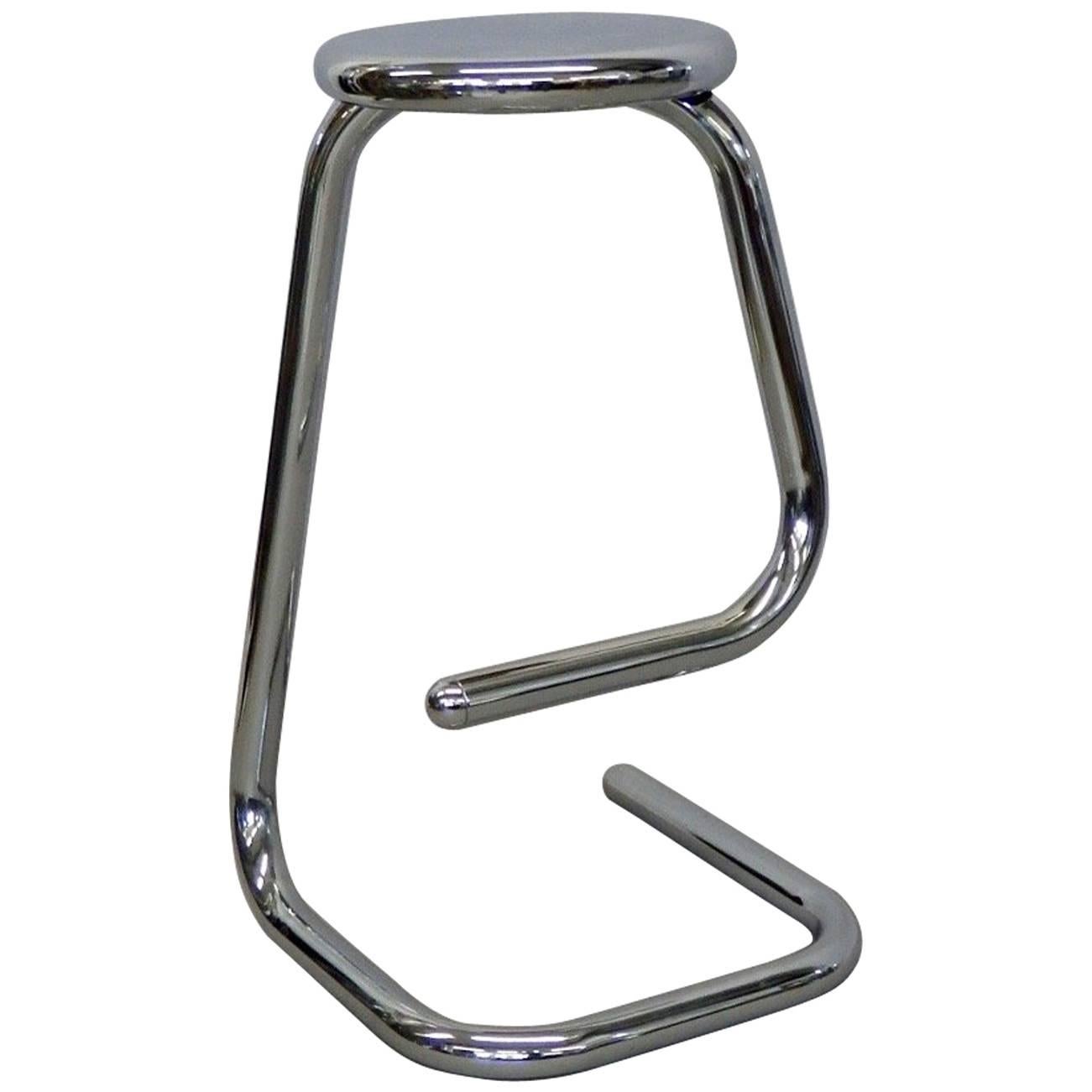 1970s Modernist Chrome Bar or Counter Stool