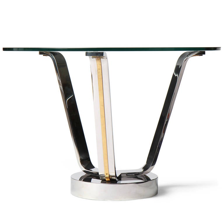 Mid-Century Modern 1970s Modernist Chromed Center Table by Karl Springer For Sale