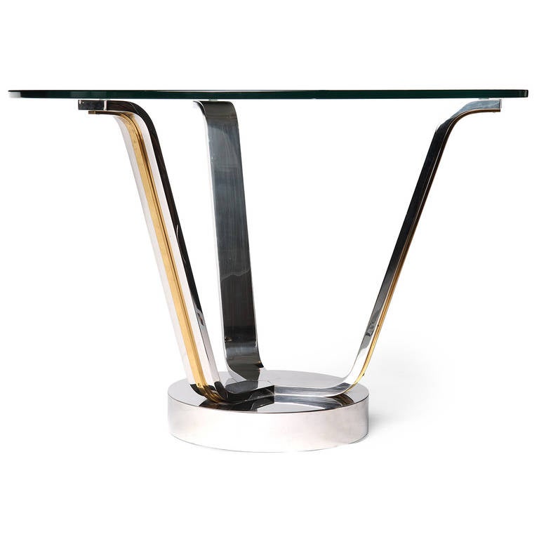 American 1970s Modernist Chromed Center Table by Karl Springer For Sale