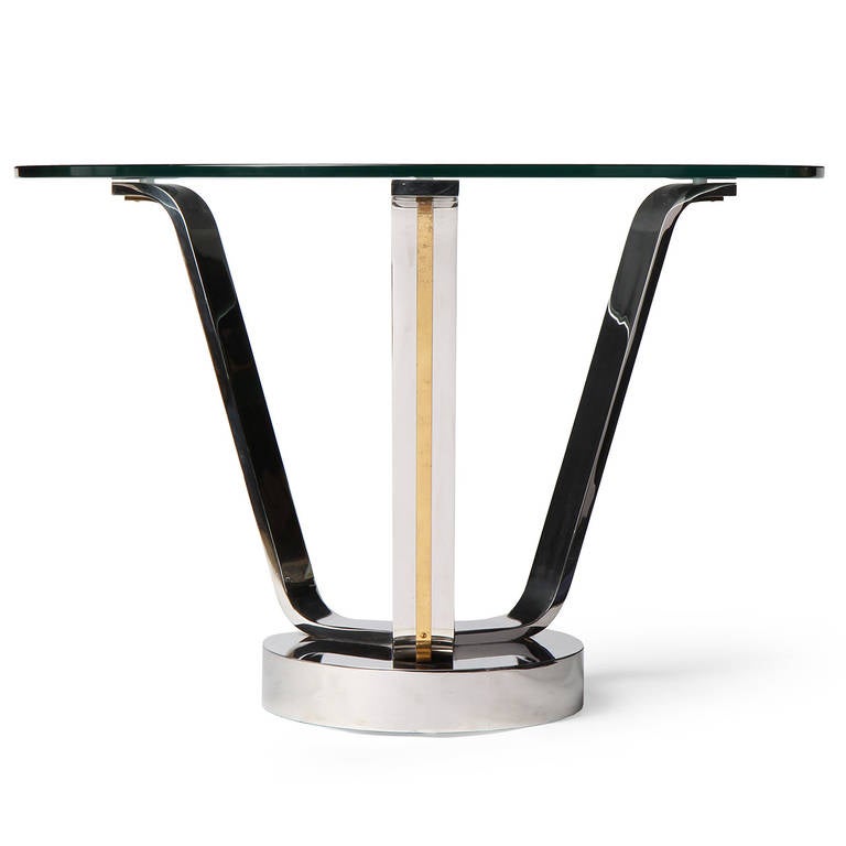 Late 20th Century 1970s Modernist Chromed Center Table by Karl Springer For Sale