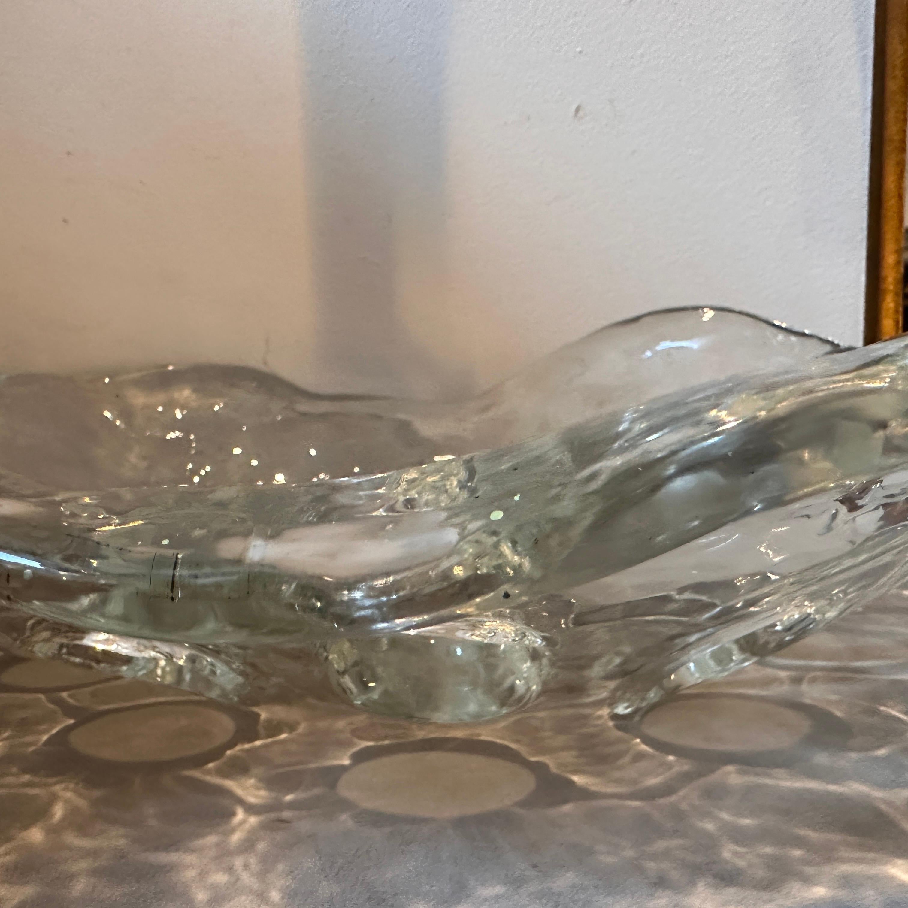 Centre de table italien ovale moderniste des années 1970 en verre de Murano transparent en vente 4