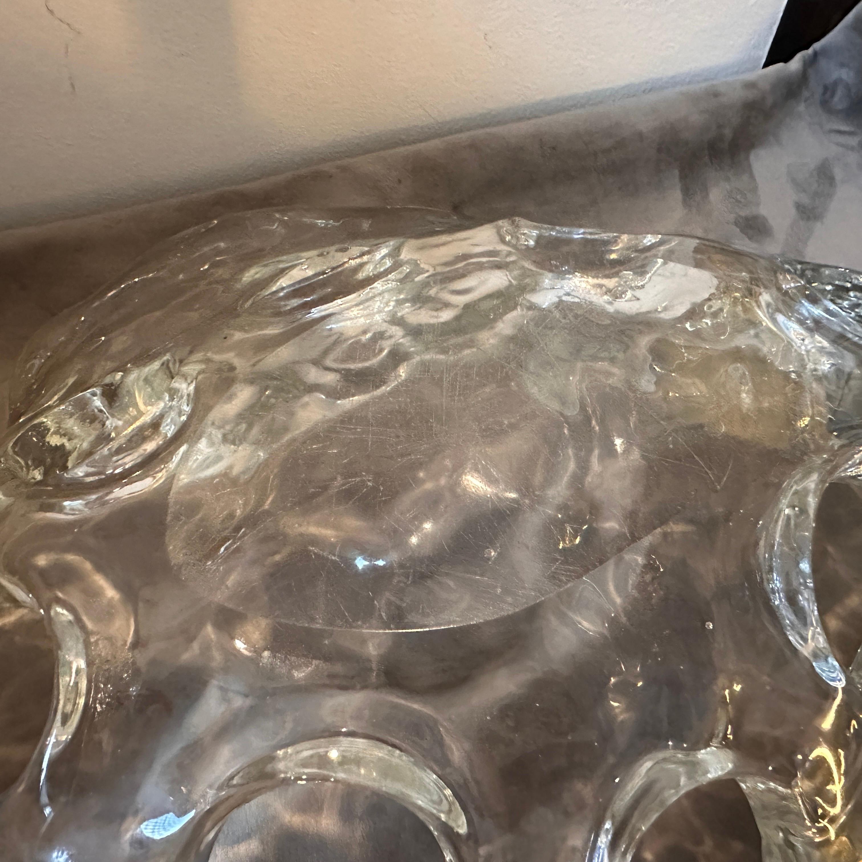 Centre de table italien ovale moderniste des années 1970 en verre de Murano transparent en vente 5
