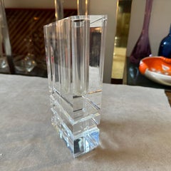 1970s Modernist Clear Plexiglass Rectangular Italian Vase