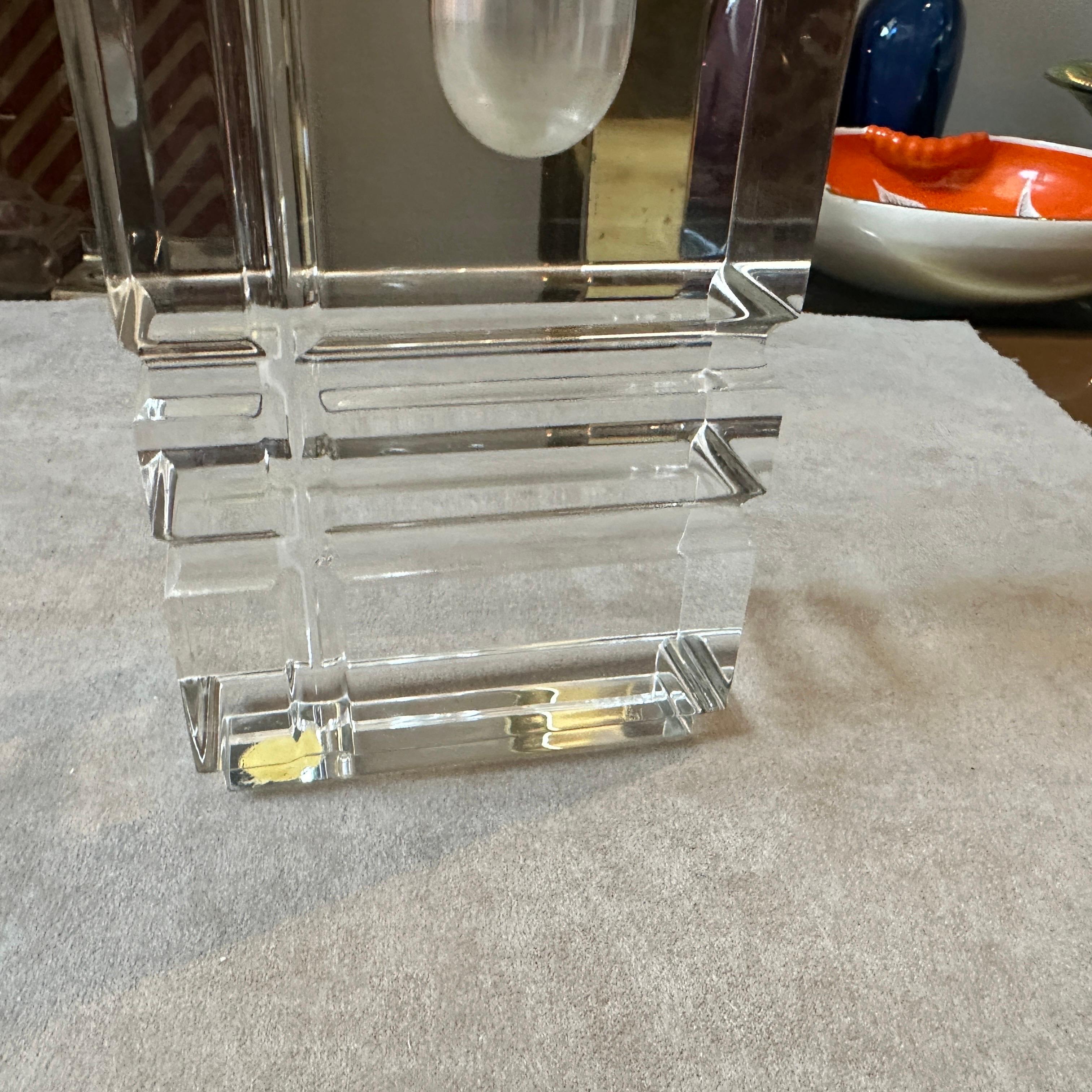 1970er Modernist klare Plexiglas rechteckige italienische Vase (Moderne) im Angebot