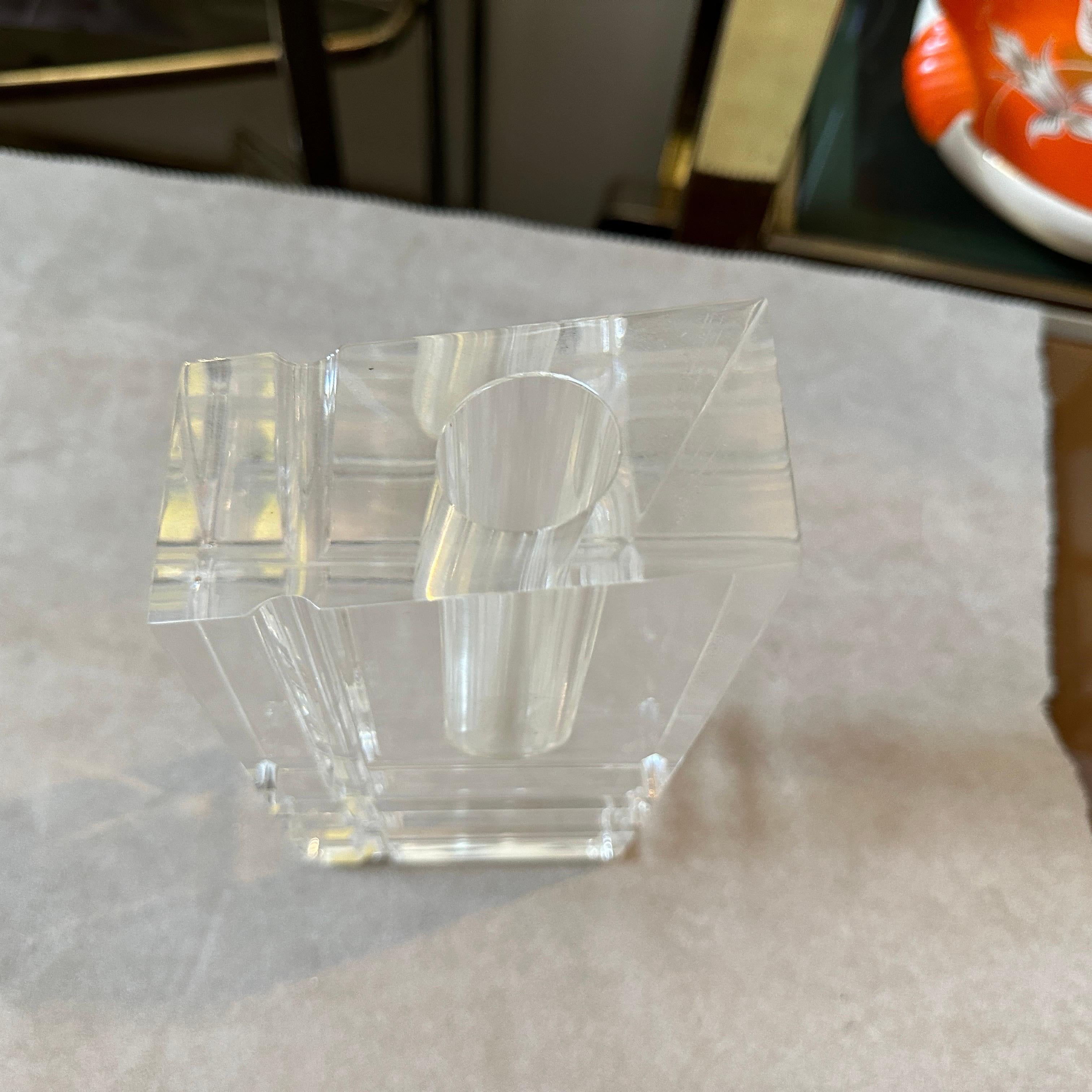 1970er Modernist klare Plexiglas rechteckige italienische Vase (Italienisch) im Angebot