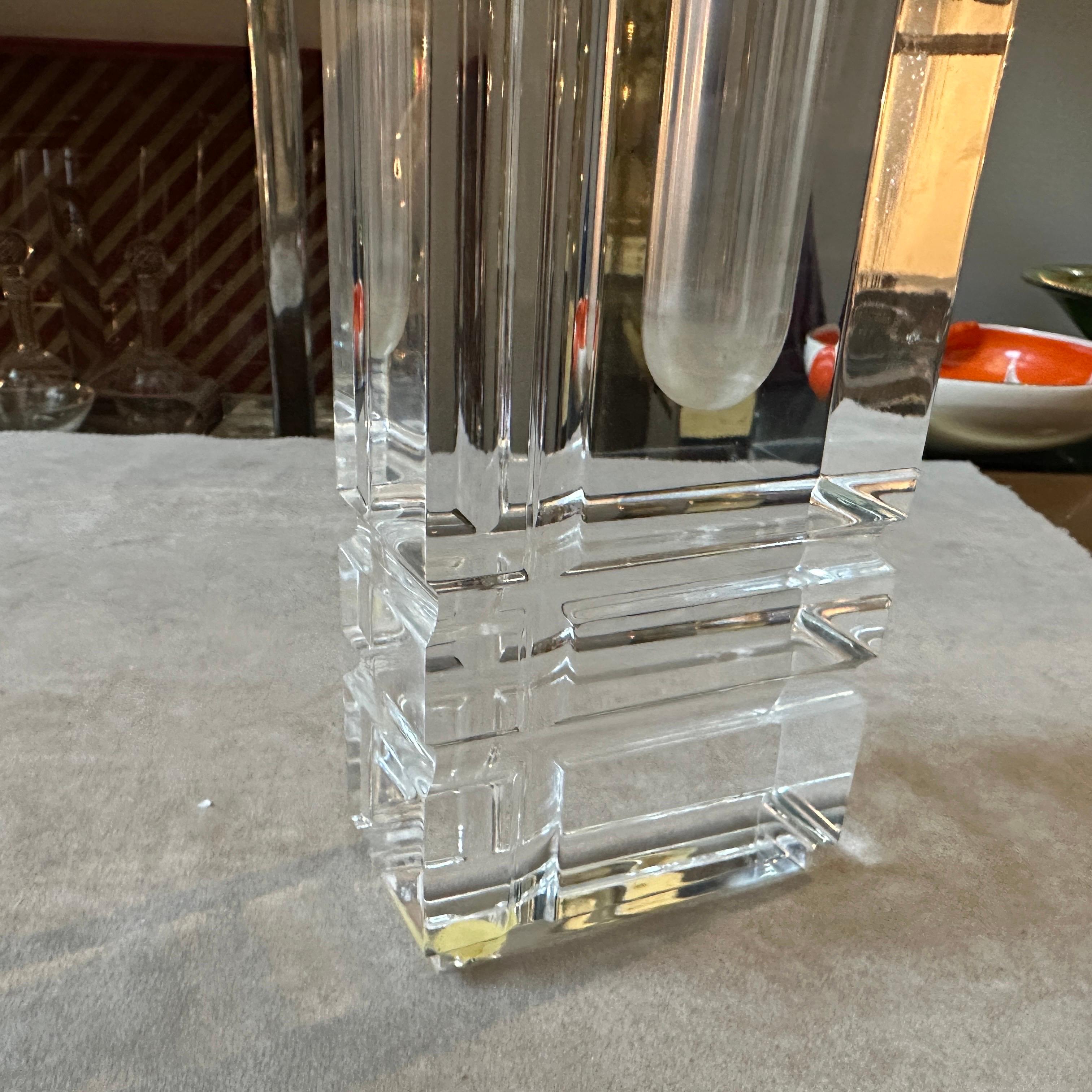1970er Modernist klare Plexiglas rechteckige italienische Vase im Angebot 3
