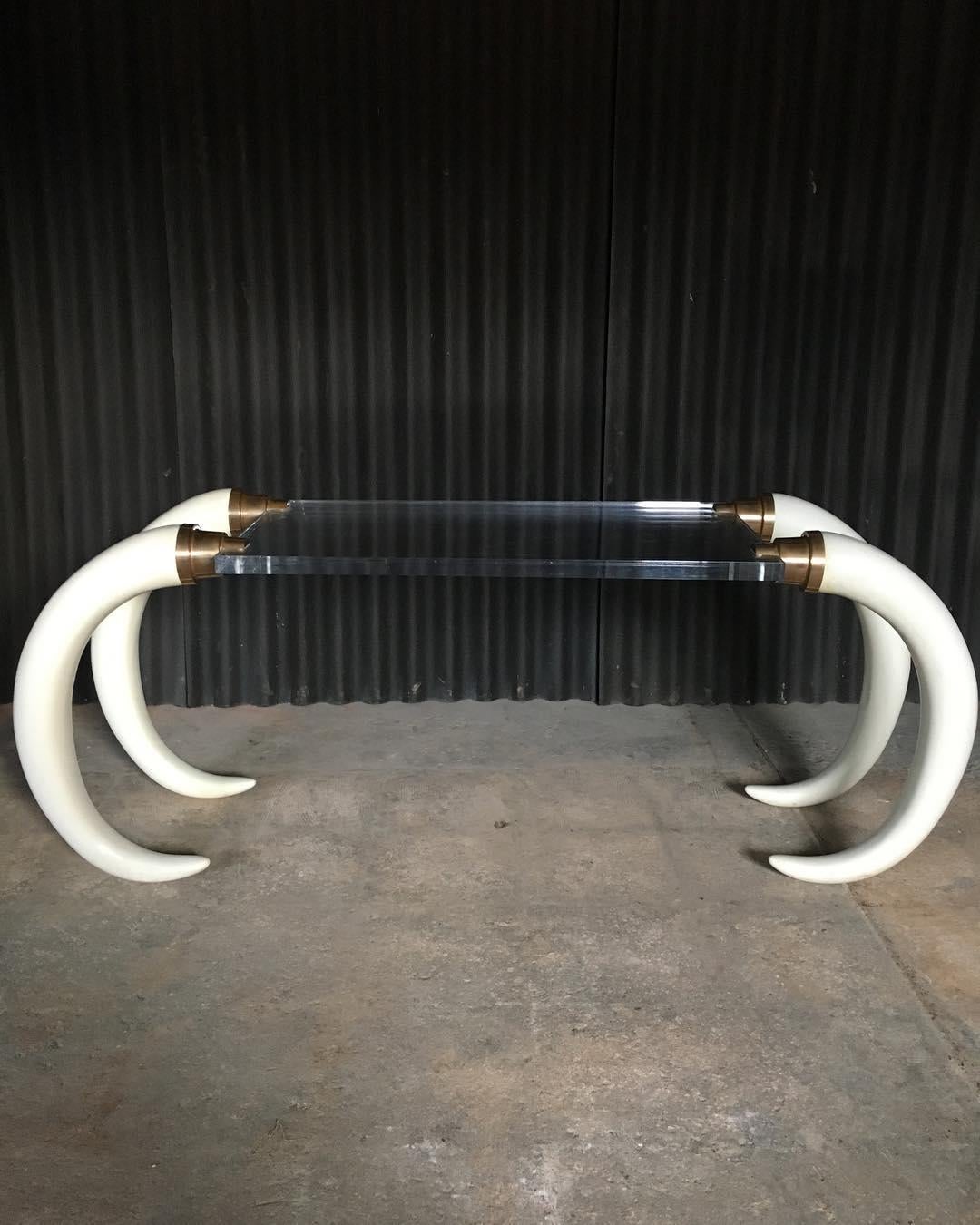 American 1970s Modernist Elephant Tusk Console / Writing Table