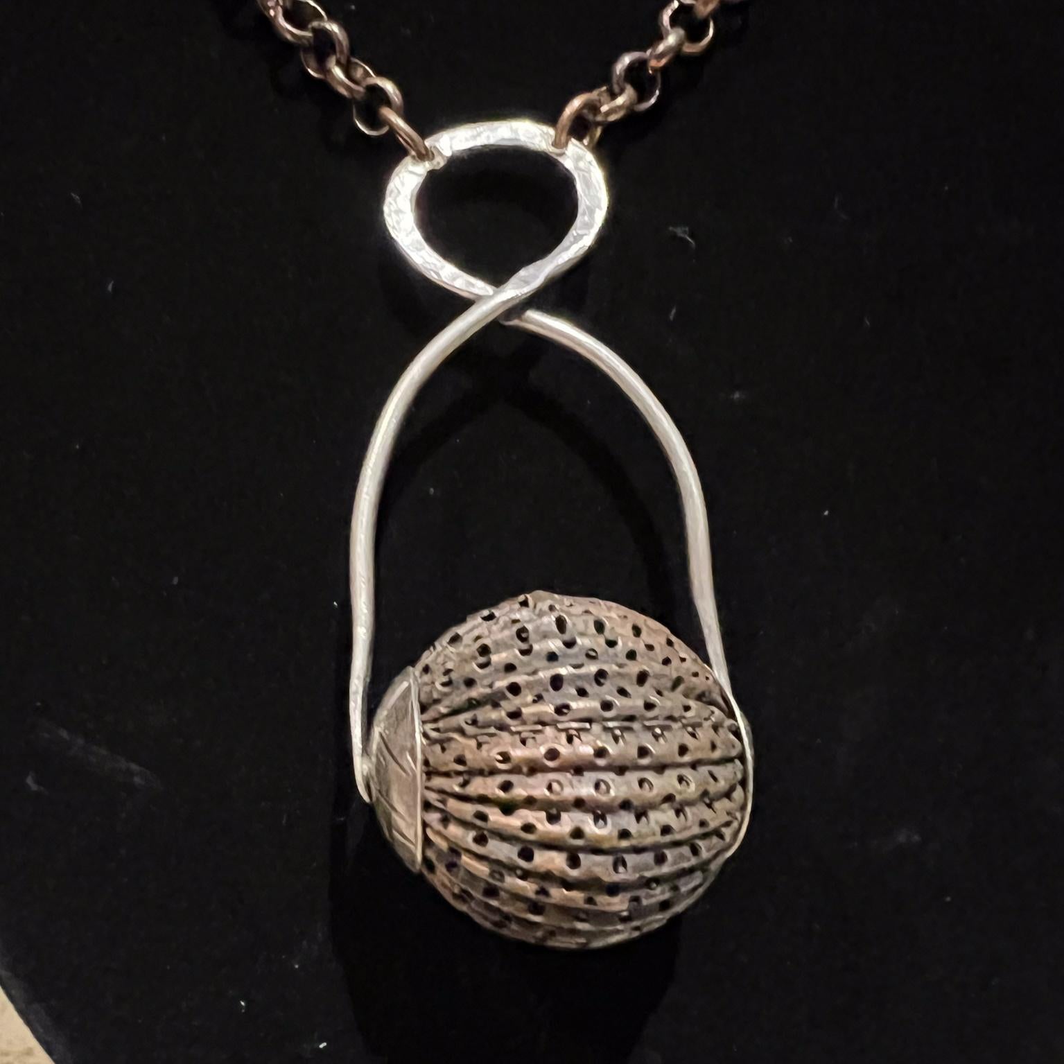 1970s Modernist Enamel on Copper Artisan Chain Pendant For Sale 5