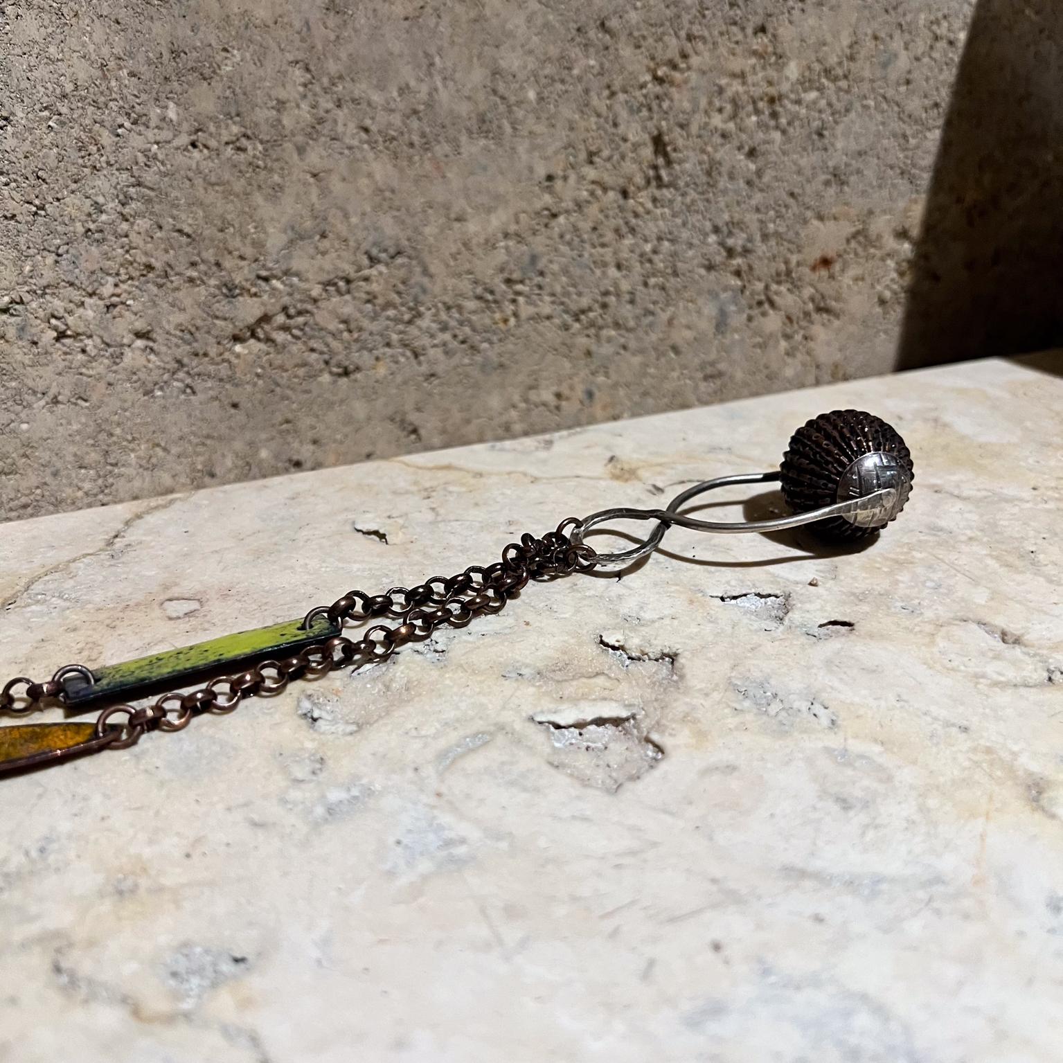 1970s Modernist Enamel on Copper Artisan Chain Pendant For Sale 8