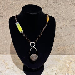 1970s Modernist Enamel on Copper Artisan Chain Pendant