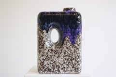 1970s Modernist Fat Lava Purple Black White Ceramic Square Vase by Marei Keramik
