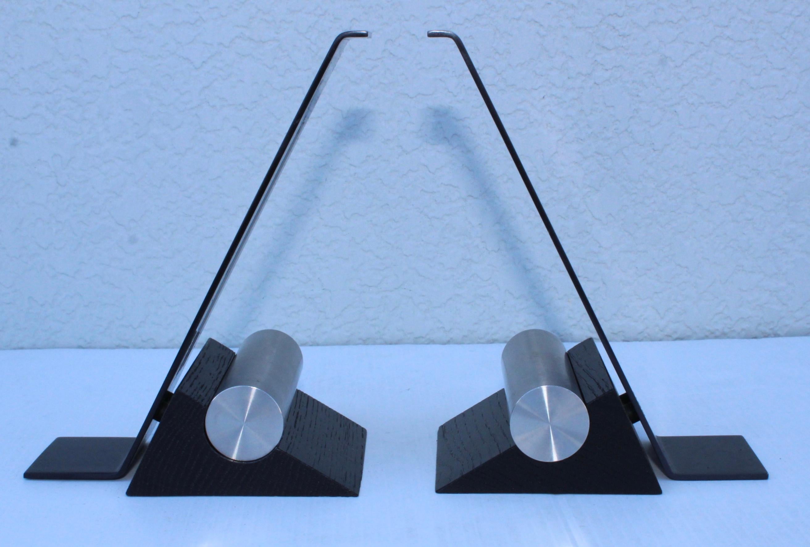 Metal 1970's Modernist French Bookends