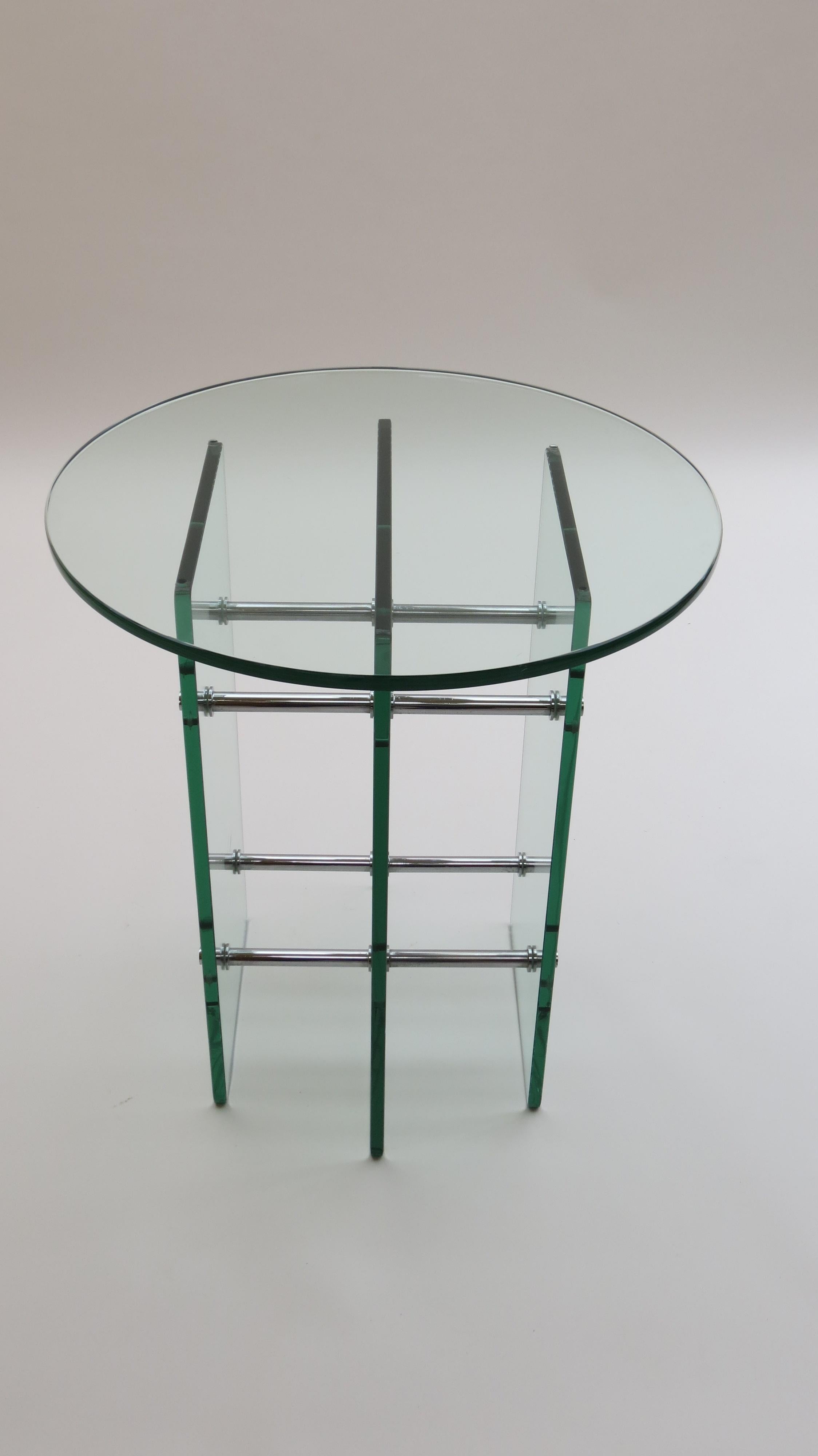 1970s Modernist Glass and Nickel Side Table 3