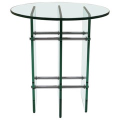 1970s Modernist Glass and Nickel Side Table