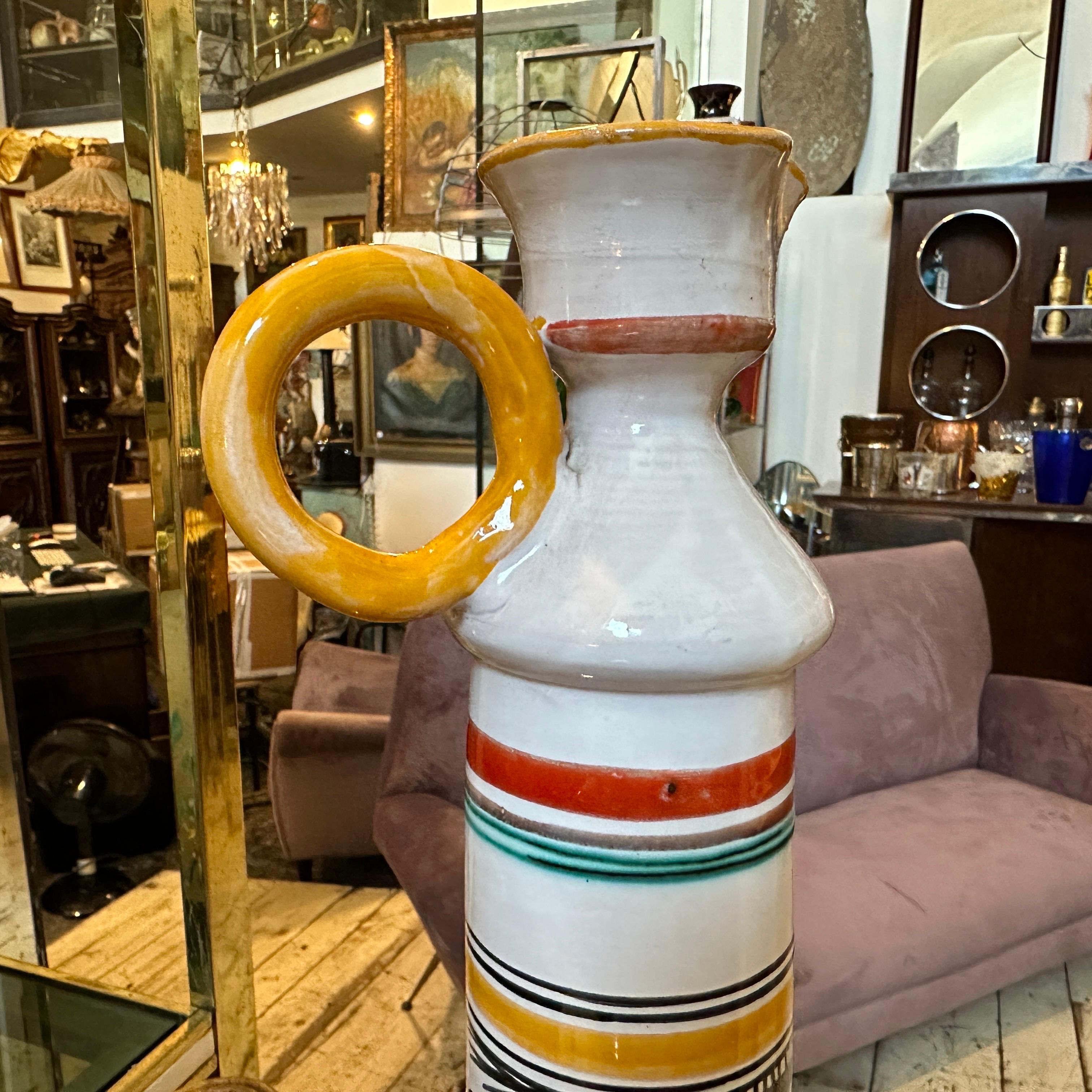 20th Century 1970s Modernist Hand-Crated and Painted Ceramic Unique Piece Sicilian Jug For Sale