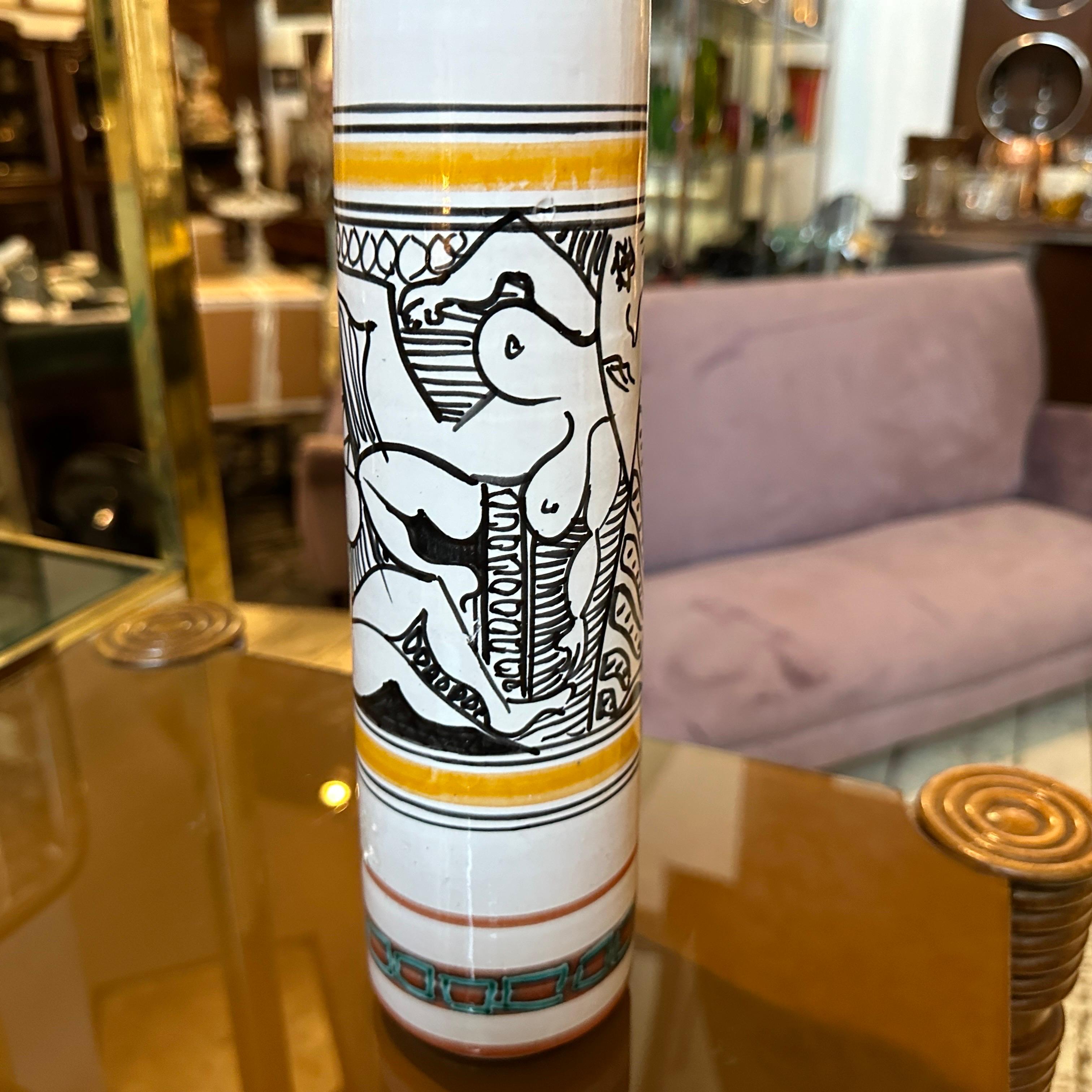 1970s Modernist Hand-Crated and Painted Ceramic Unique Piece Sicilian Jug For Sale 2
