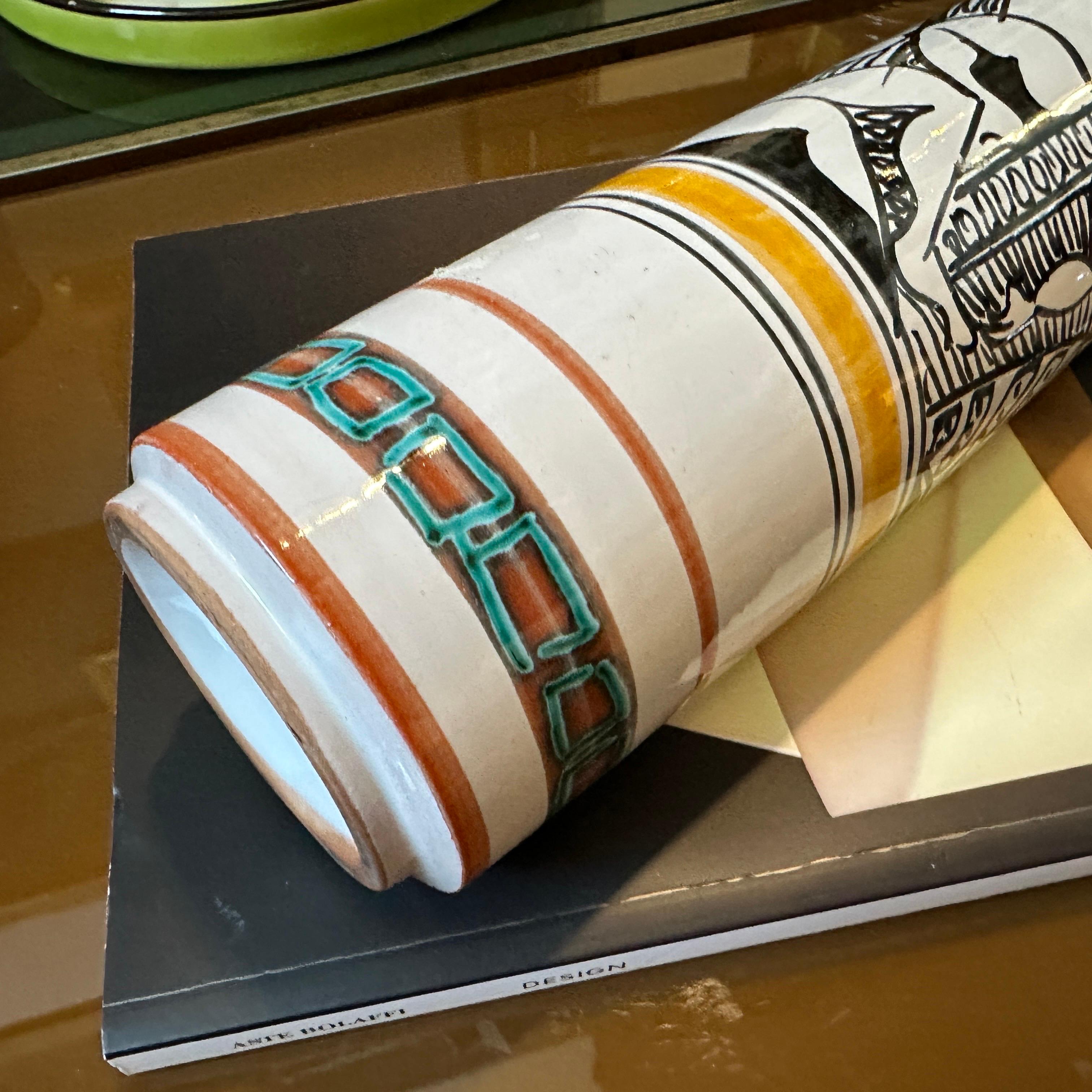 1970s Modernist Hand-Crated and Painted Ceramic Unique Piece Sicilian Jug For Sale 4