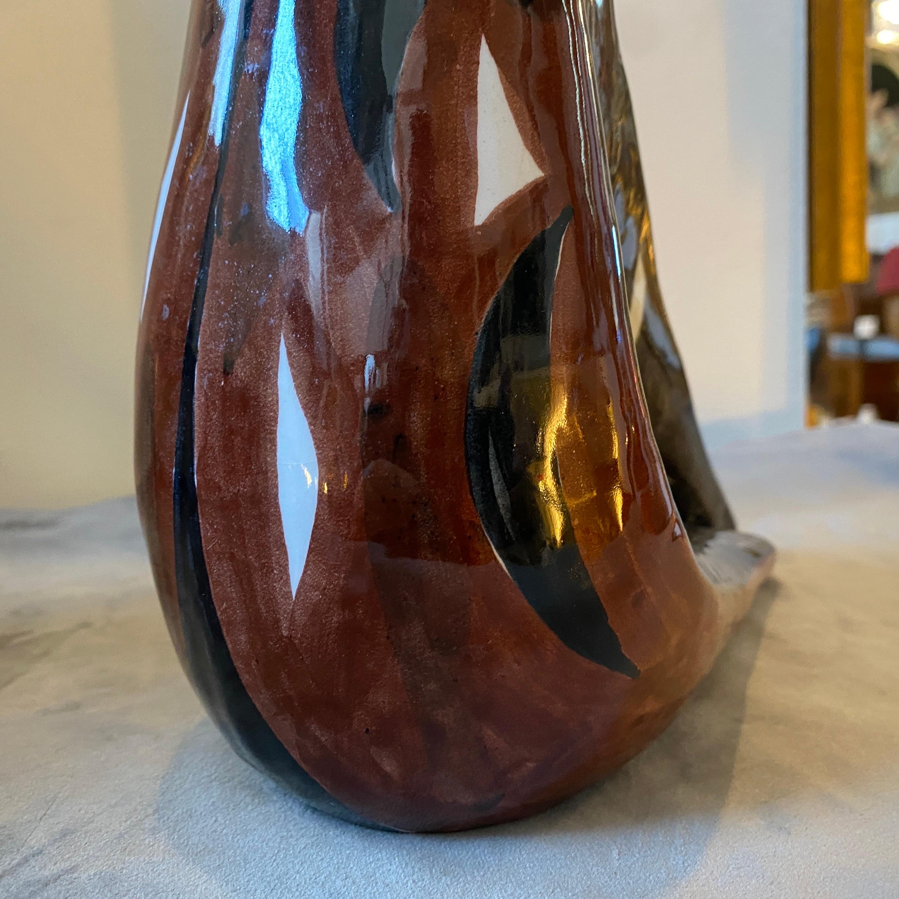 1970s Modernist Hand Painted Ceramic Sicilian Vase by Garofalo For Sale 4