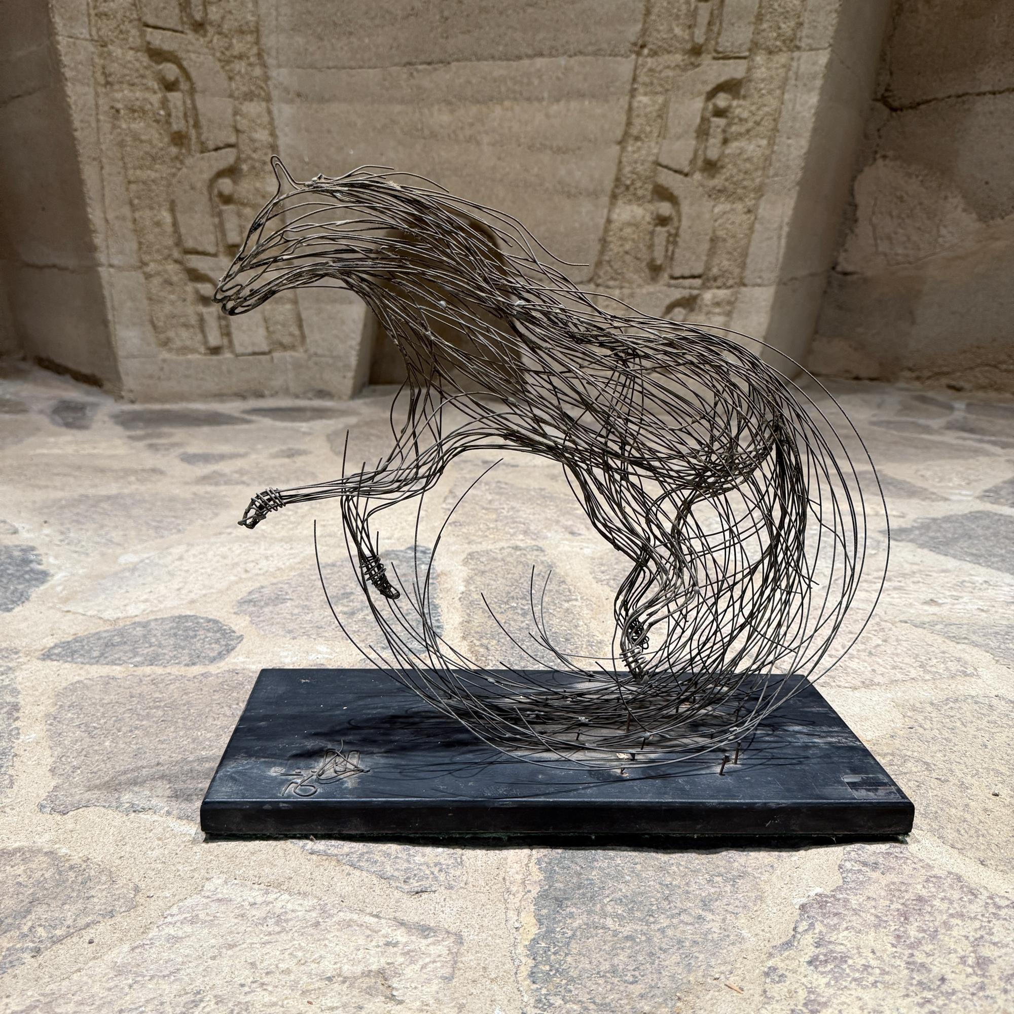 Brutalist Modernist Horse Brass Wire Table Sculpture 1970s For Sale 5