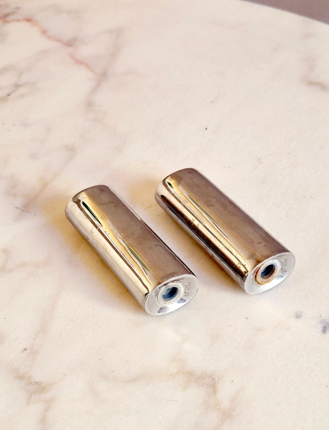 Silver 1970s Modernist Italian Salt & Pepper Pots