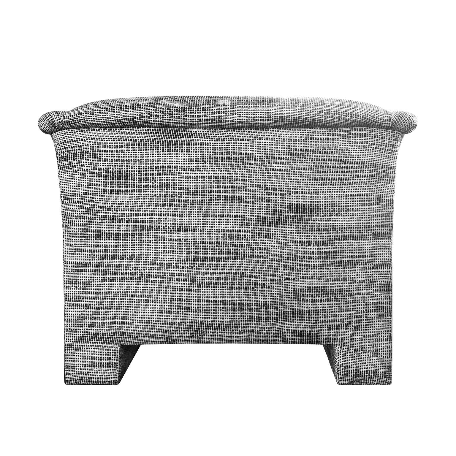 Italian 1970s Modernist Lounge Chair in Black and White Wool Basketweave Upholstery