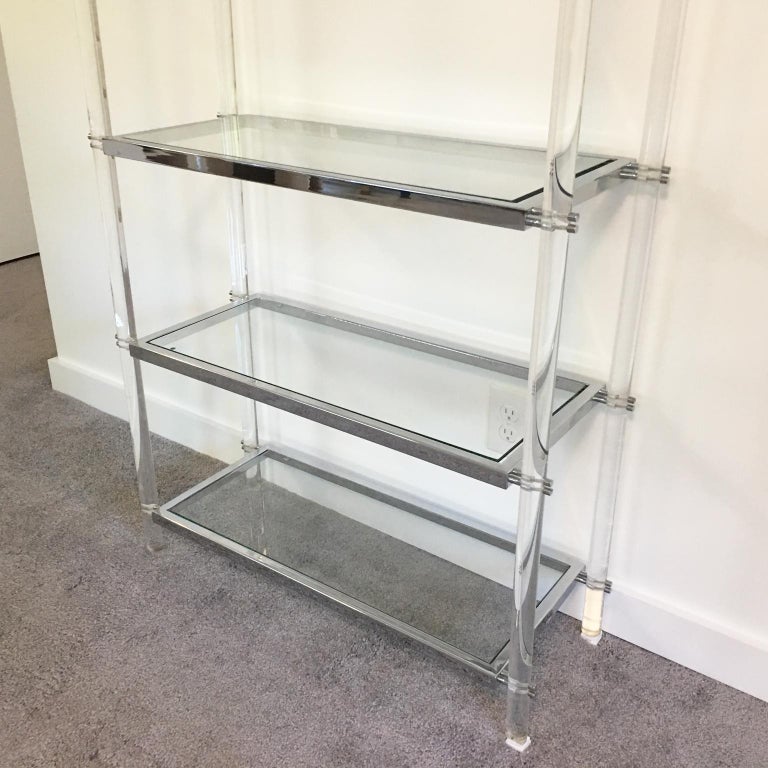 1970s Modernist Lucite and Chrome Étagère Bookcase Shelves at 1stDibs