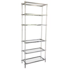 1970s Modernist Lucite and Chrome Étagère Bookcase Shelves