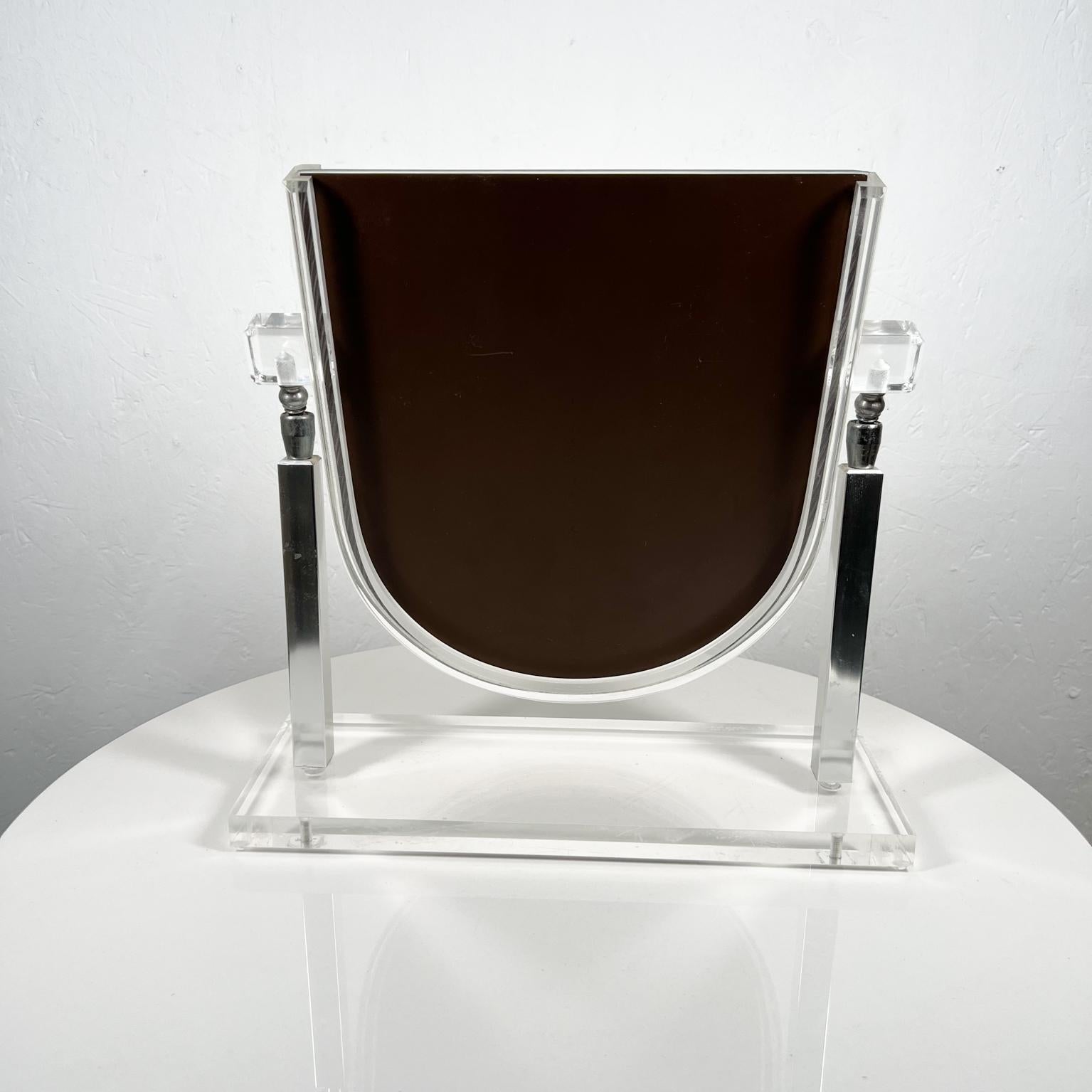 1970s Modernist Lucite Chrome Table Vanity Mirror  For Sale 3
