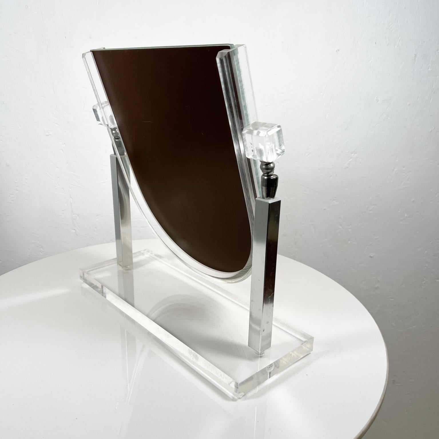 1970s Modernist Lucite Chrome Table Vanity Mirror  For Sale 4